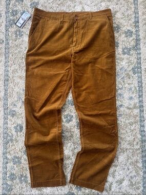 Fred Perry Men's Corduroy Pants in Warm Chestnut Brown 36